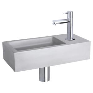 Differnz Ravo fonteinset beton lichtgrijs - kraan recht - 38.5 x 18.5 x 9 cm - chroom