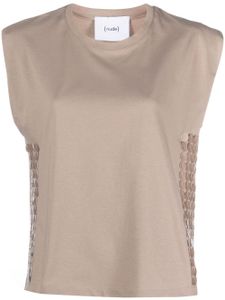 Nude t-shirt en coton à sequins - Tons neutres