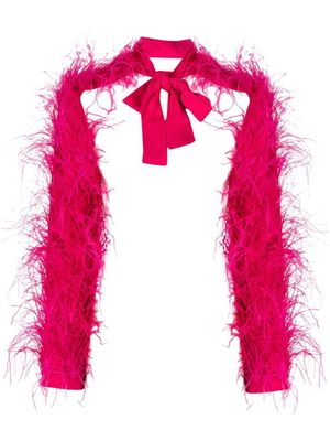 Cult Gaia veste ornée de plumes à col noué - Rose