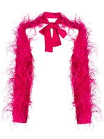 Cult Gaia veste ornée de plumes à col noué - Rose