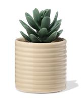 HEMA Bloempot ⌀7x6.6cm keramiek ribbels beige (beige)