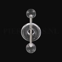 Tongpiercing acryl met donut doorzichtig