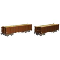 Piko H0 58235 H0 2-delige set open goederenwagons Eaos met houten lading DB-AG