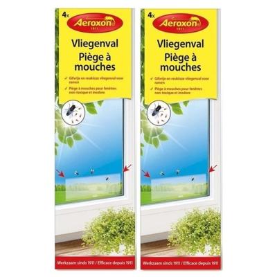 Aeroxon raam plakstrips - 8x - 21 cm - vliegenvanger - vliegenstrips - milieuvriendelijk