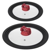 5Five Universele pannendeksels - 2x - met siliconen rand - Dia 16/18/20 cm en 26/28/30 cm 5Five Universele pannendeksels - 2x - met siliconen rand - Dia 16/18/20 cm en 26/28/30 cm