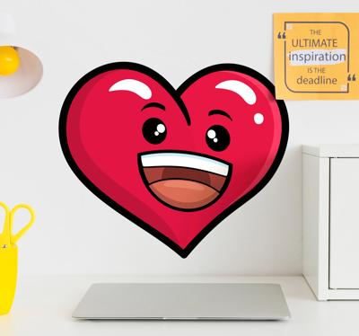 Muurdecoratie sticker hart emoticon