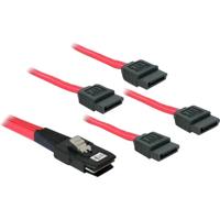 DeLOCK mini sas 36-pin male > 4x sata 7-pin adapter (rood, 1 meter)