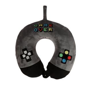 Nekkussen met ophanglus voor kinderen - game over - grijs - polyester - reiskussen voor onderweg