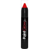PaintGlow Face paint stick - neon rood - UV/blacklight - 3,5 gram - schmink/make-up stift/potlood   - - thumbnail