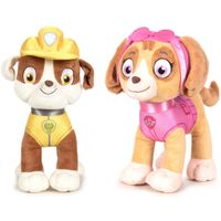 Paw Patrol knuffels set van 2x karakters Rubble en Skye 27 cm   -