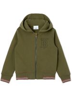 Burberry Kids hoodie zippé à motif monogrammé - Vert