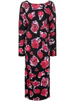 Marni robe longue à roses imprimées - Noir - thumbnail