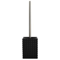 MSV Toiletborstel houder Kubik - kunststeen - zwart/zilver - 37 cm   -