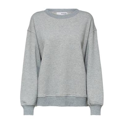 SELECTED FEMME gemêleerde sweater SLFSTASIE van biologisch katoen grijs melange SELECTED FEMME gemêleerde sweater SLFSTASIE van biologisch katoen grijs melange