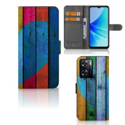 PPO A57 | A57s | A77 4G Book Style Case Wood Heart - Cadeau voor je Vriend PPO A57 | A57s | A77 4G Book Style Case Wood Heart - Cadeau voor je Vriend