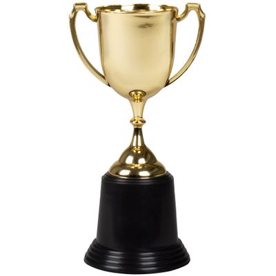 Trofee/prijs beker met handvaten - goud - kunststof - 22 cm