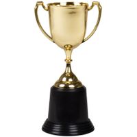 Trofee/prijs beker met handvaten - goud - kunststof - 22 cm - thumbnail