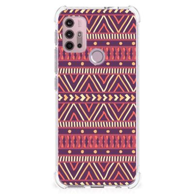 Motorola Moto G30 | G20 | G10 Doorzichtige Silicone Hoesje Aztec Paars Motorola Moto G30 | G20 | G10 Doorzichtige Silicone Hoesje Aztec Paars