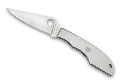 Spyderco Grasshopper Silver Sandvik 12C27 Pe Zakmes Metaal