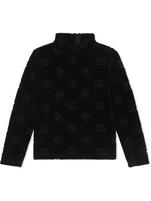 Dolce & Gabbana Kids sweat zippé à logo en jacquard - Noir