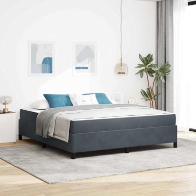 Bedframe Donkergrijs, grijs en wit 180 x 200 cm Fluweel