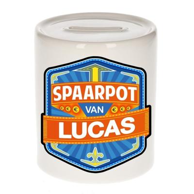 Kinder spaarpot met naam - Lucas - keramiek - met dop - wit - Sparen - Spaargeld van Lucas Kinder spaarpot met naam - Lucas - keramiek - met dop - wit - Sparen - Spaargeld van Lucas