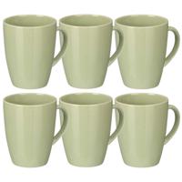 Vessia Design koffie mokken/bekers met oor - 6x stuks - mintgroen - keramiek - 330 ml Vessia Design koffie mokken/bekers met oor - 6x stuks - mintgroen - keramiek - 330 ml