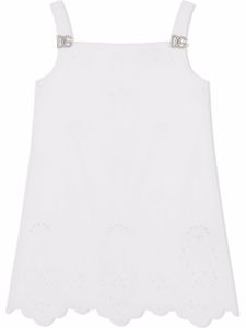 Dolce & Gabbana Kids robe chasuble à broderie anglaise - Blanc