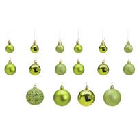 Kerstballen - set 50x st - lime groen - mix 3, 4 en 6 cm - kunststof - pakket