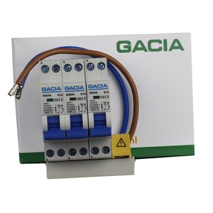 GACIA combiset 3 installatieautomaten 16A 1p+n B16 inclusief aansluitdraden en kamrail