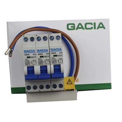GACIA combiset 3 installatieautomaten 16A 1p+n B16 inclusief aansluitdraden en kamrail