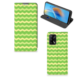 OPPO A74 4G Hoesje met Magneet Waves Green