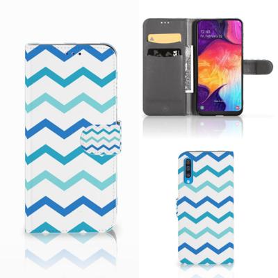 Samsung Galaxy A50 | Telefoon Hoesje | Zigzag Blauw