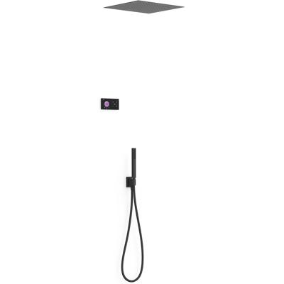Regendouche set electronisch Tres Shower technology | Inbouw | Thermostaatkraan | 2-weg | Vierkant | Zwart mat