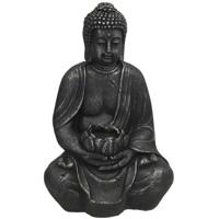 Gerimport Boeddha beeld Kalu - binnen / buiten - kunststeen - antraciet - 25 x 40 cm