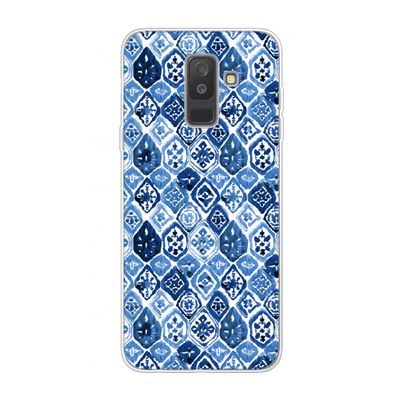 Blauw motief: Samsung Galaxy A6 Plus (2018) Transparant Hoesje