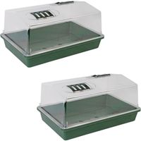 2x stuks kweekbakken/kweekkasten met deksel 38 x 24 x 18 cm