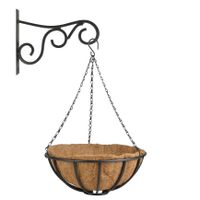 Hanging basket 35 cm met metalen muurhaak en kokos inlegvel - thumbnail