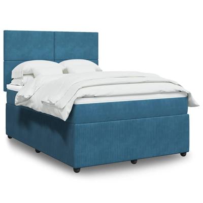 Boxspring met matras fluweel blauw 140x190 cm