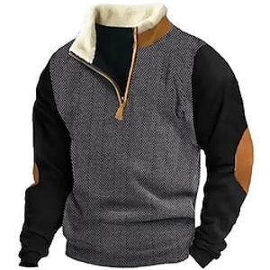 Voor heren Sweatshirt Sweatshirt met kwartrits Zwart Opstaande boord Effen Lapwerk Kleurenblok Sport Outdoor Dagelijks Feestdagen Streetwear Basic Casual Herfst winter Kleding Hoodies Sweatshirts miniinthebox