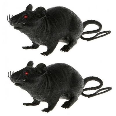 Horror decoratie rat - 1x - zwart - 22 cm - Halloween versiering - Plastic ratten enge decoratie die