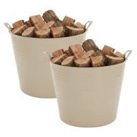 Storage solutions opbergmand - 2x - beige - 27 l - kunststof - 42 x 40 x 35 cm - met handvatten