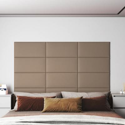 Wandpanelen 12 st 2,16 m² 60 x 30 cm kunstleer cappuccinokleur