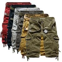 Voor heren Cargoshorts Wandelshorts Been trekkoord Meerdere zakken Effen Ademend Voor buiten Kuitlengte Casual Dagelijks 100% katoen Streetwear Stijlvol Leger groen Wijn Inelastisch Lightinthebox