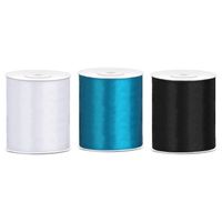 3x rollen hobby decoratie satijnlint zwart-wit-turquoise blauw 10 cm x 25 meter