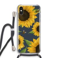Sunflower and bees: iPhone X Transparant Hoesje met koord