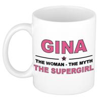 Gina cadeau mok - Woman Myth Supergirl - naam koffiemok - 300 ml - collega - moederdag