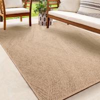 Karpet24 Kenzy Buitentapijt met jute look| Rechthoekig met golfmotief| natuurlijke look voor tuin, balkon of terras | Weer- en UV-bestendig Tuintapijt-80 x 250 cm