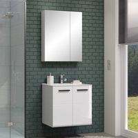 Riva badkamer C met spiegelkast wit, wit hoogglans. - thumbnail