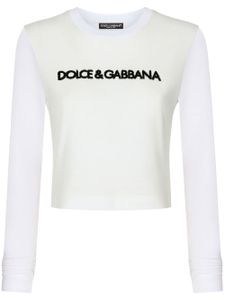 Dolce & Gabbana t-shirt longues manches à logo imprimé - Blanc